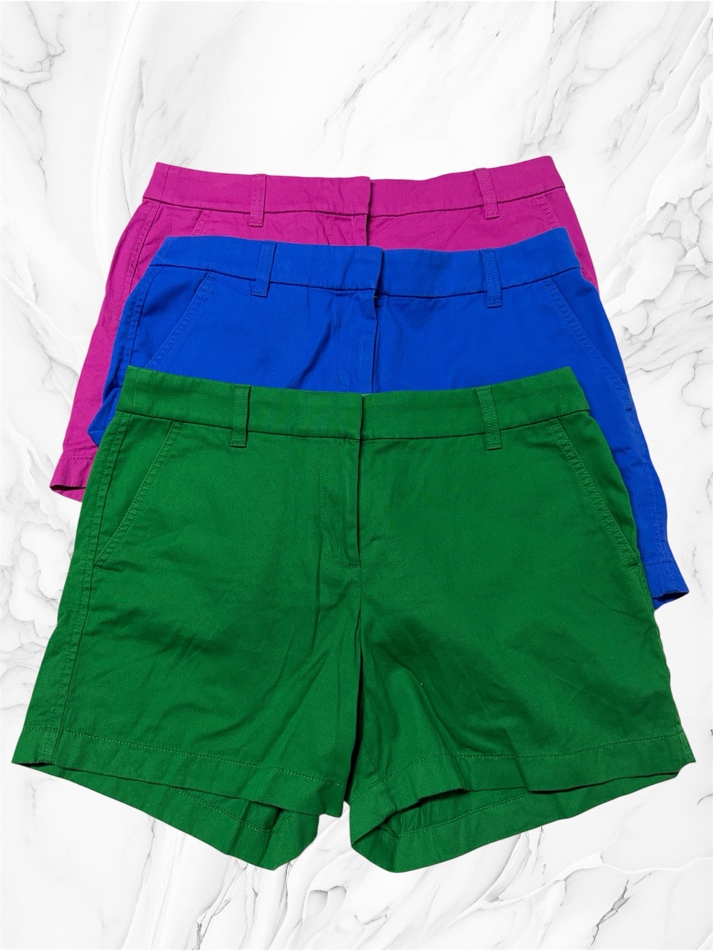 J. Crew Women’s Chino Shorts in Green, Blue & Pink all size 8